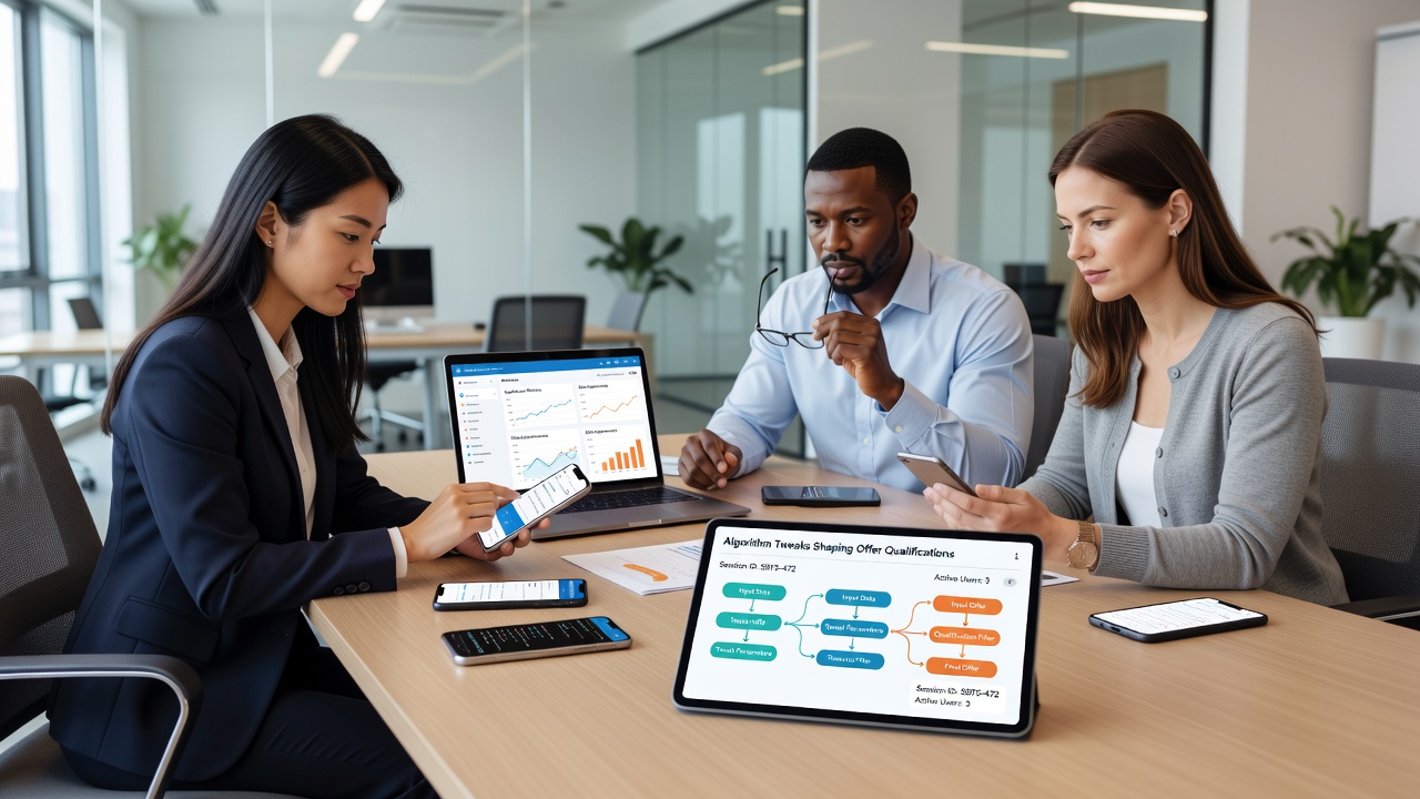 Close-up of mobile app dashboard showing table session analytics and qualification indicators
