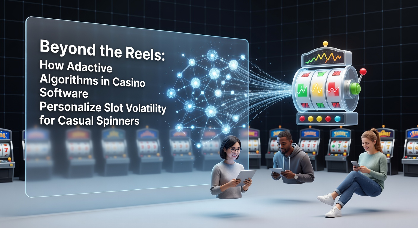 Digital visualization of slot machine reels morphing dynamically with glowing algorithm lines connecting player data points to volatility adjustments, illustrating adaptive personalization in casino software