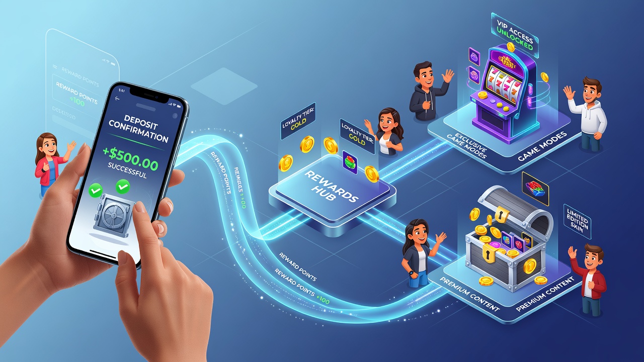 App-based reward enthusiasts navigating deposit confirmations on mobile devices to unlock game tiers